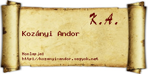 Kozányi Andor névjegykártya
