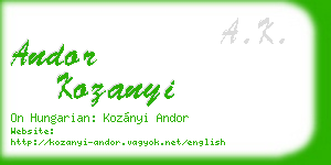 andor kozanyi business card